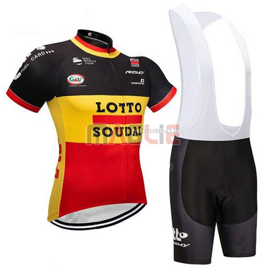 2018 Maglia Lotto Soudal Manica Corta Nero Giallo Rosso - Clicca l'immagine per chiudere